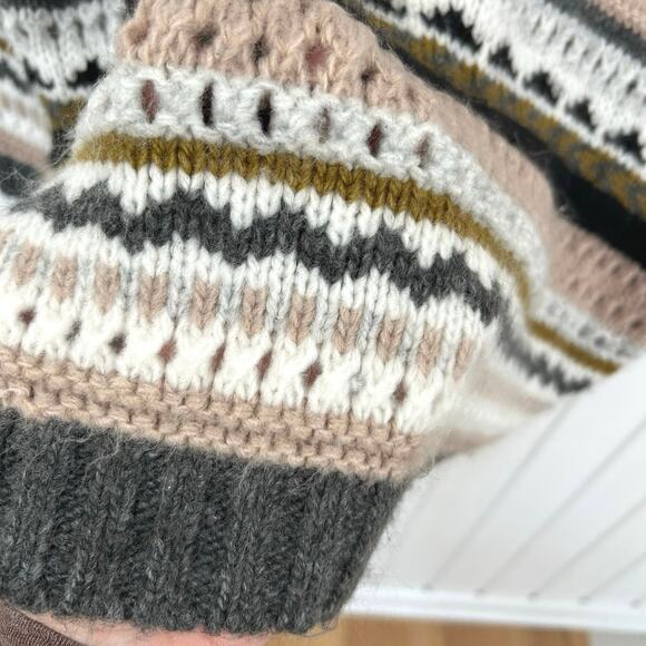 Loft Women Wool Chunky Knit Sweater Pullover Boho Preppy Winter Gray Size Large - Picture 2 of 6